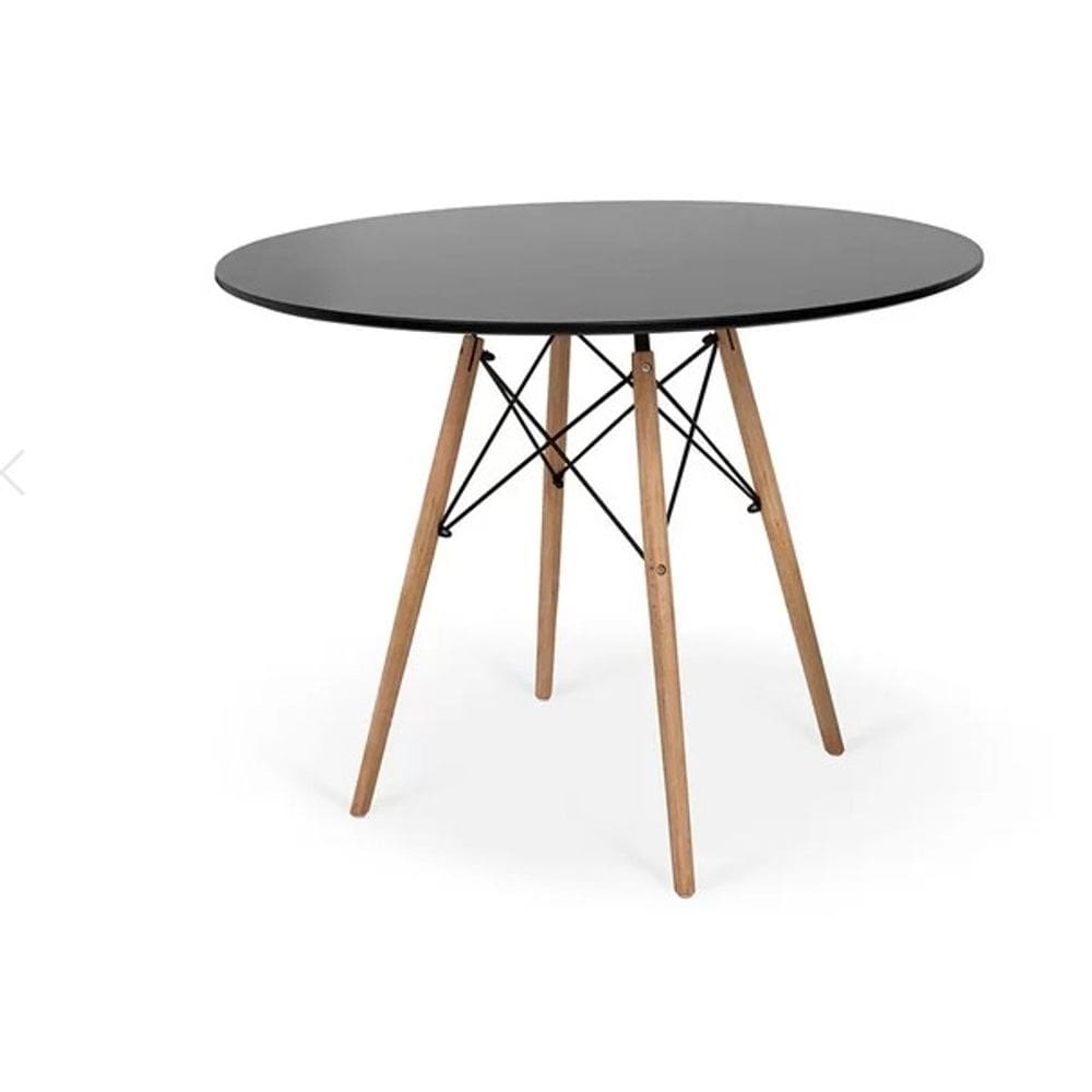 Mesa Eiffel Preta 80cm Madeira – Ideal para Cozinha, Sala de Jantar ou Escritório