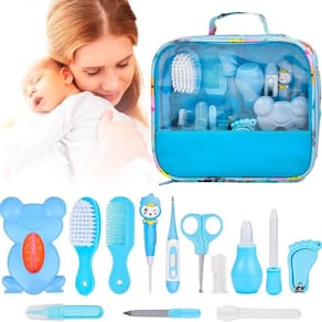 Kit Higiene Recém Nascido Azul Aspirador Nasal Tesoura