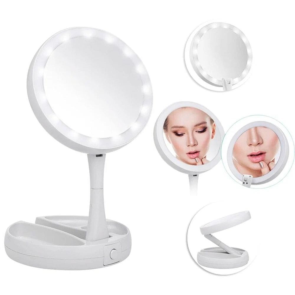 Espelho Led Dupla Face Iluminado Perfeito Para Maquiagem