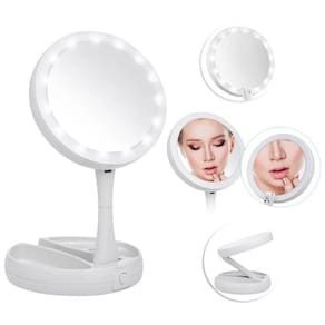 Espelho Led Ajustável Iluminado Dupla Face Dobrável Portátil