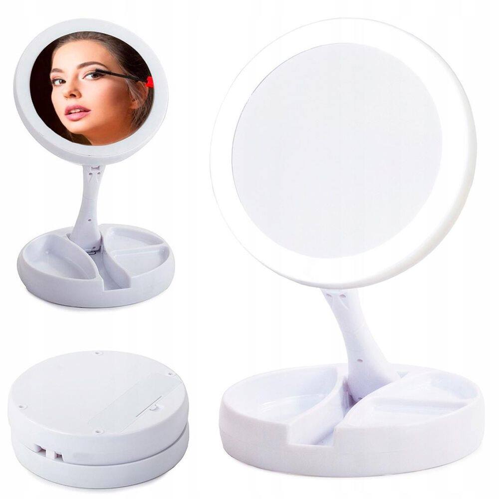 Espelho Portátil Iluminado Led Ajustável Perfeito Maquiagem