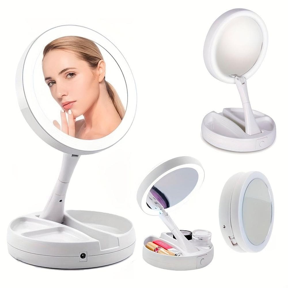 Espelho Led Dupla Face Iluminado Perfeito Para Maquiagem