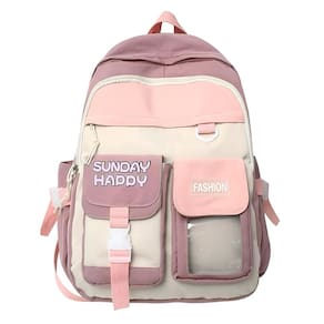 Mochila Juvenil Feminina Passeio Cores: Roxo Com Rosa