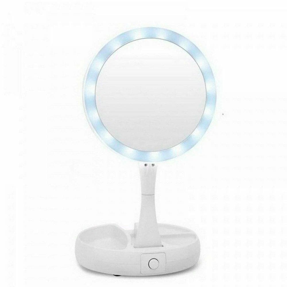 Espelho Ajustável Led Zoom 10X Dobrável Perfeito Maquiagem
