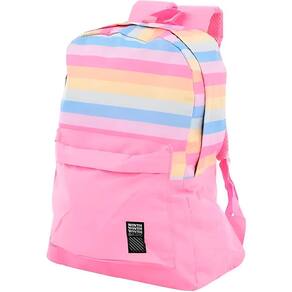 Mochila Juvenil Colorida Listrada Escola Passeio Cor:Rosa