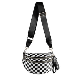 Bolsa tiracolo MEISEY xadrez preta e branca para mulheres