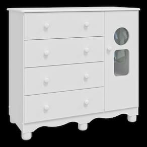 Comoda Infantil Moveis Peroba Tedy 04 gavetas 01 porta MDF