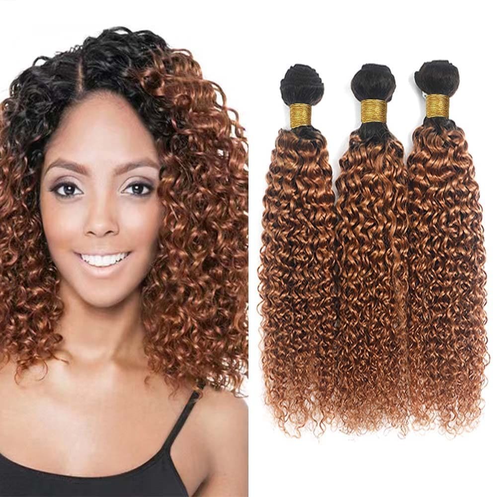 Pacotes de cabelo MAMART Ombre Brown Curly Wave 30cm Brazilian