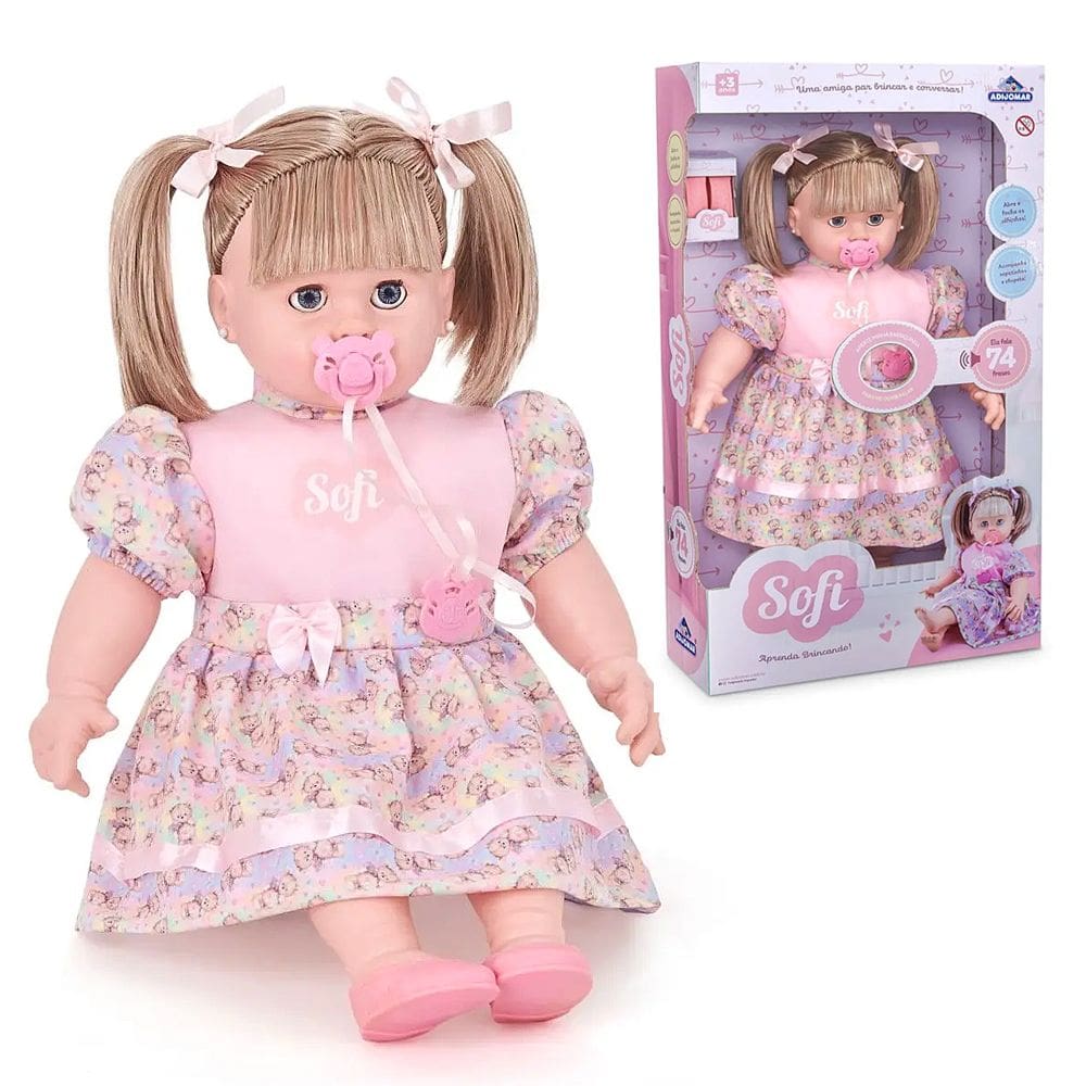 Boneca 55cm Sofi Fala 74 Frases Educativas Abre Fecha Olhos