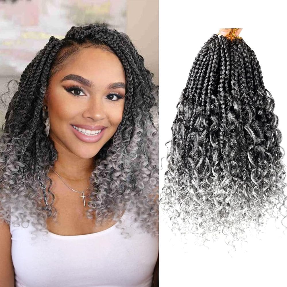 Tranças de crochê Julen Boho Boho Box 30 cm Goddess Braids Ombre Grey