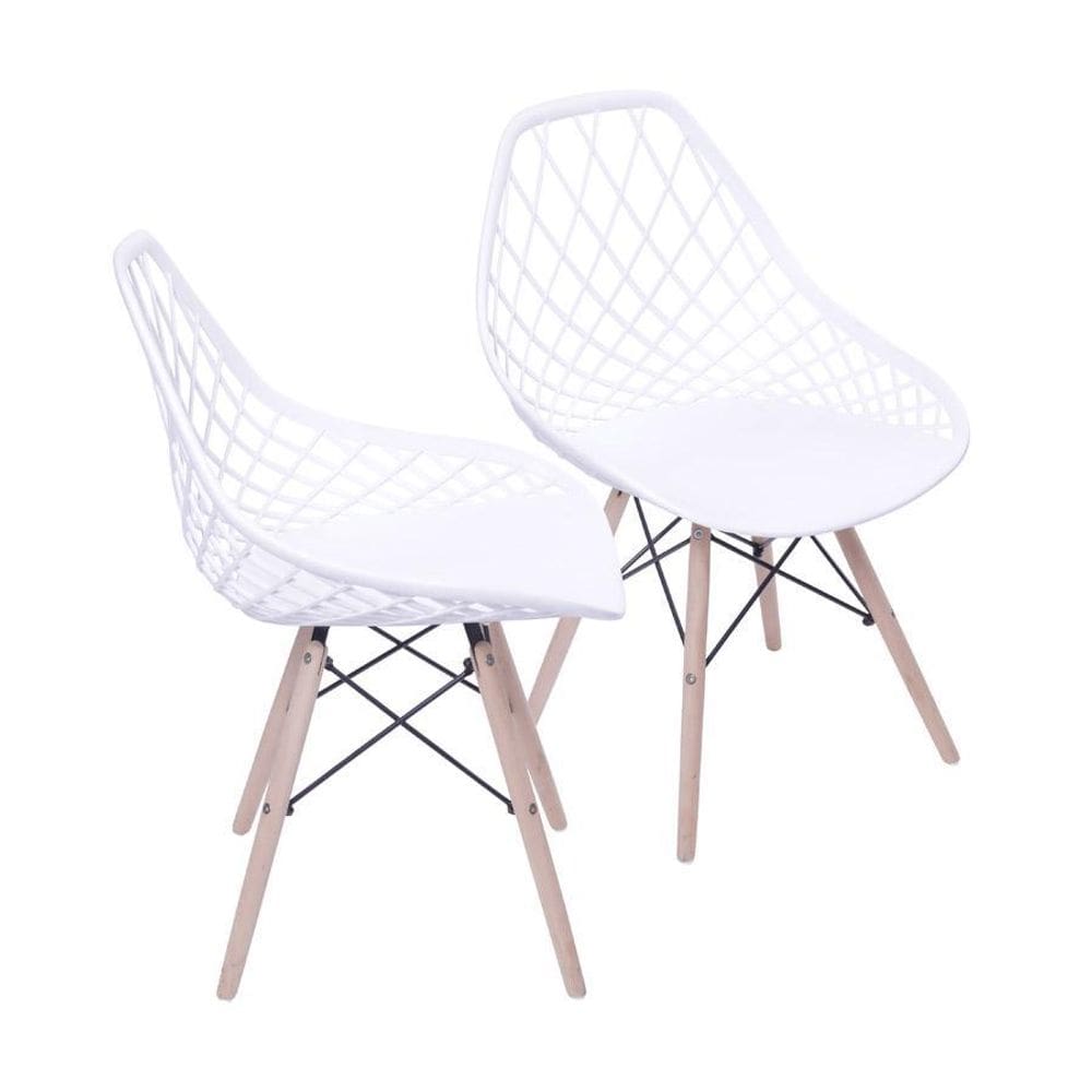 Kit 2 Cadeiras Boxbit Kaila Base Em Madeira Branca