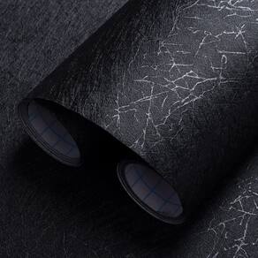 Papel de parede Safiyya Black Silk texturizado 44cm x 1500cm Peel Stick