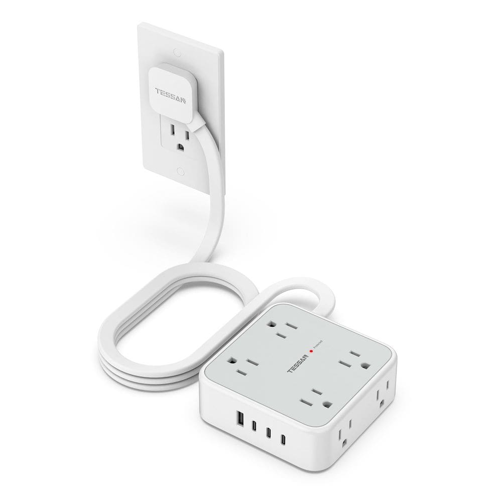 Protetor de sobretensão Power Strip TESSAN de 5 pés com 8 portas AC e 4 portas USB