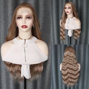 Peruca ondulada frontal de renda sintética WXHWCX Long Loira para Mulheres