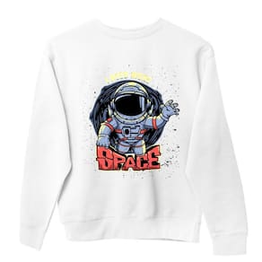 Casaco de Moletom Gola Careca Unissex Punho Com Ribana Quentinho Blusa de Frio Estampada Astronauta
