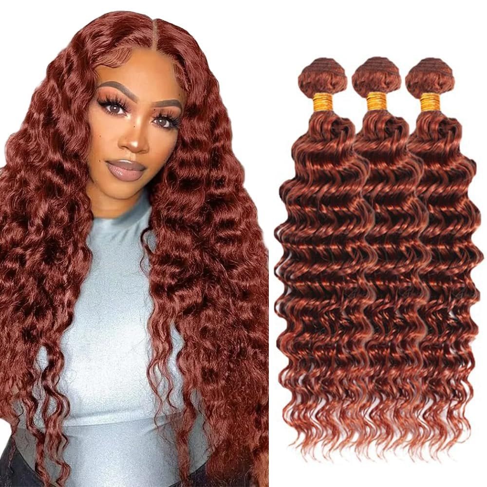 Pacotes de cabelo DiexRlamx Color #33 Marrom avermelhado Deep Wave