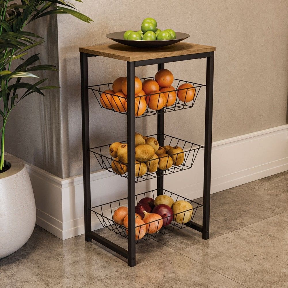 Armário de Cozinha Fruteira Lille Freijó/Preto Fosco - Kappesberg
