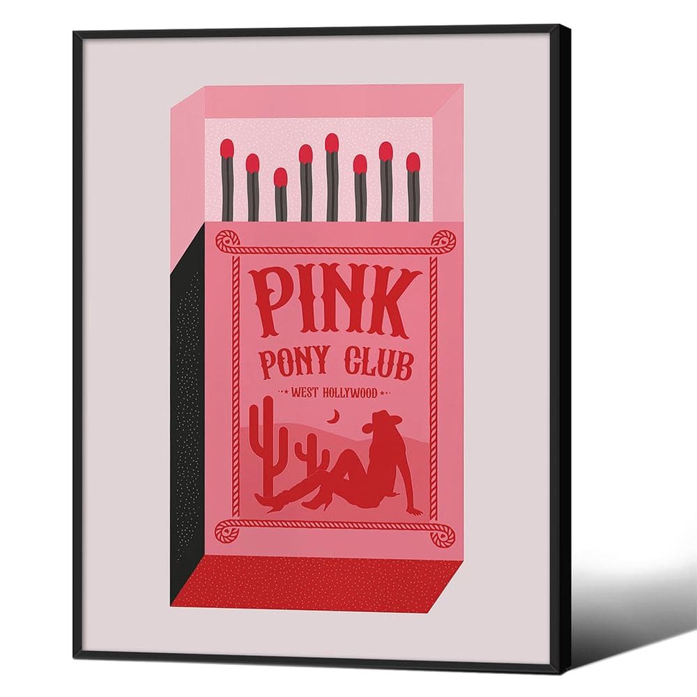 Arte de parede em tela Vintage Pink Pony Club Match Box Cowgirl