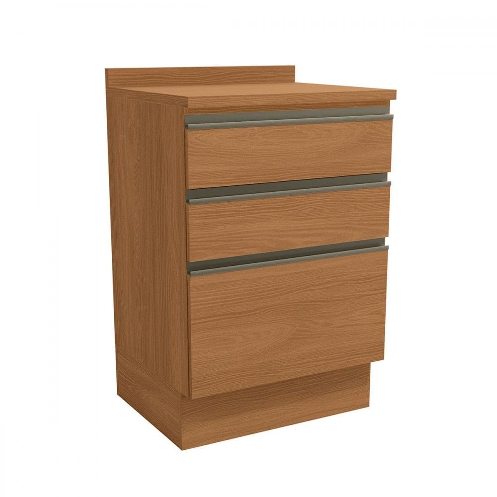 Balcão de Cozinha 60 Cm Mônica 3 Gavetas Canela - Kappesberg