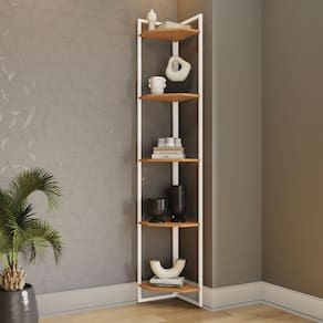 Estante para Livros Annecy 5 Prateleiras Canela/Branco Brilho - Kappesberg