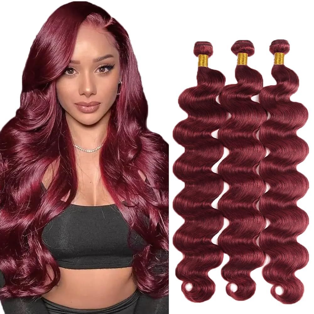 Pacotes de cabelo Vinmdonm 99J Burgundy Body Wave 35-35cm 3 pacotes