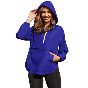 Casaco de chuva PESION feminino Windbreaker impermeável azul royal