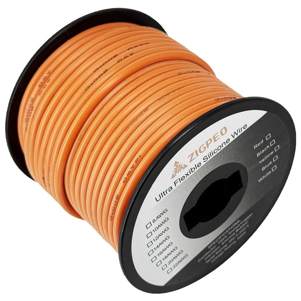 Fio de silicone ZIGPEO 14 AWG 100FT laranja 392 ? 600V - RC