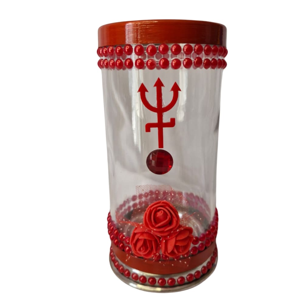 Porta Vela 7 Dias 18 cm Pomba Gira Vermelha + Presente