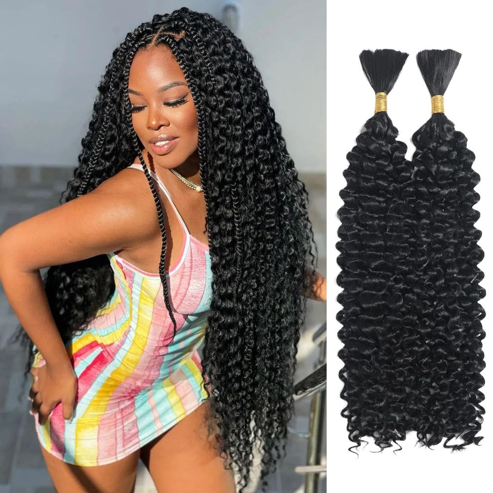 Cabelo humano para trançar Iuytobe, tranças encaracoladas sem nós de 24 polegadas