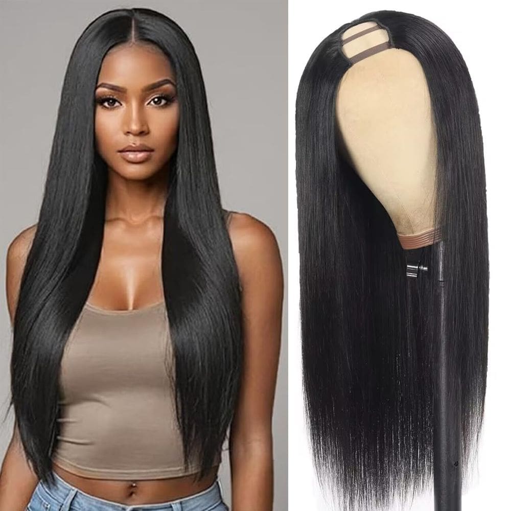 Peruca de cabelo humano U Part YMXNB 35cm brasileira 180% de densidade