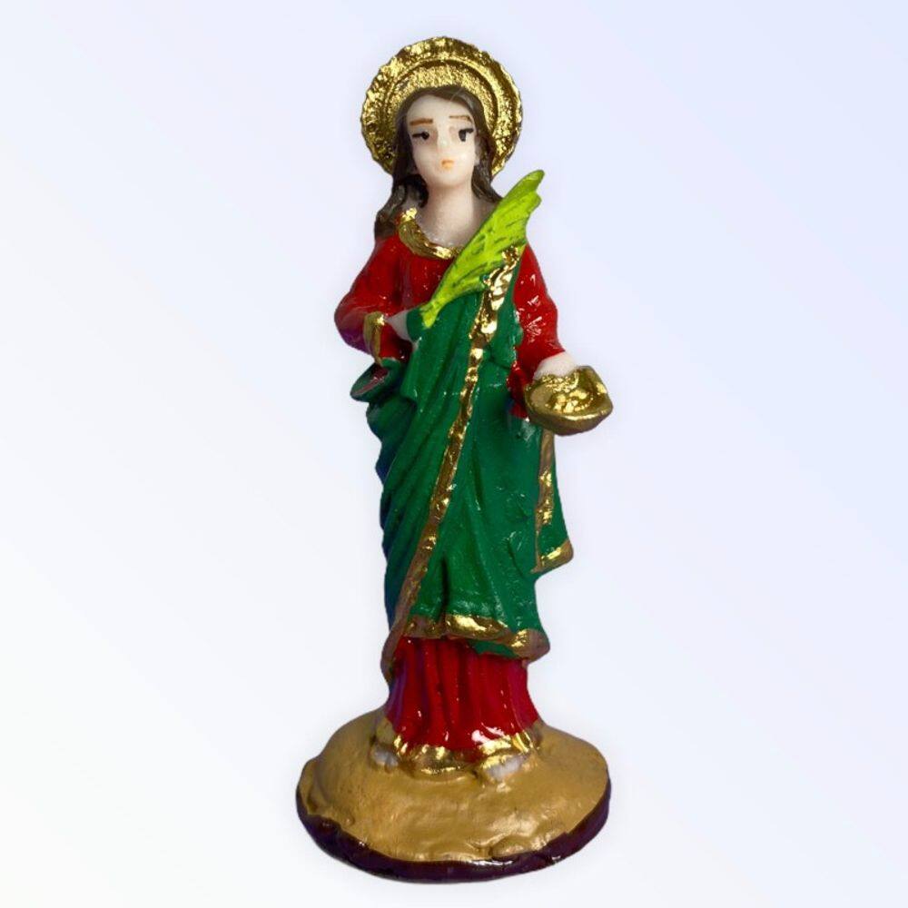 Santo Católico em Resina 7cm Santa Luzia + Presente