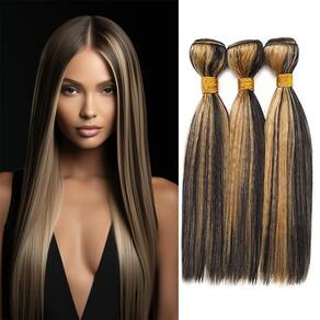 Pacotes de cabelo BilltiiWW Ombre P1B27 com mechas 20 25 30cm