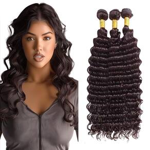 Extensões de cabelo MAMART Deep Wave 30cm Brazilian Remy Hair