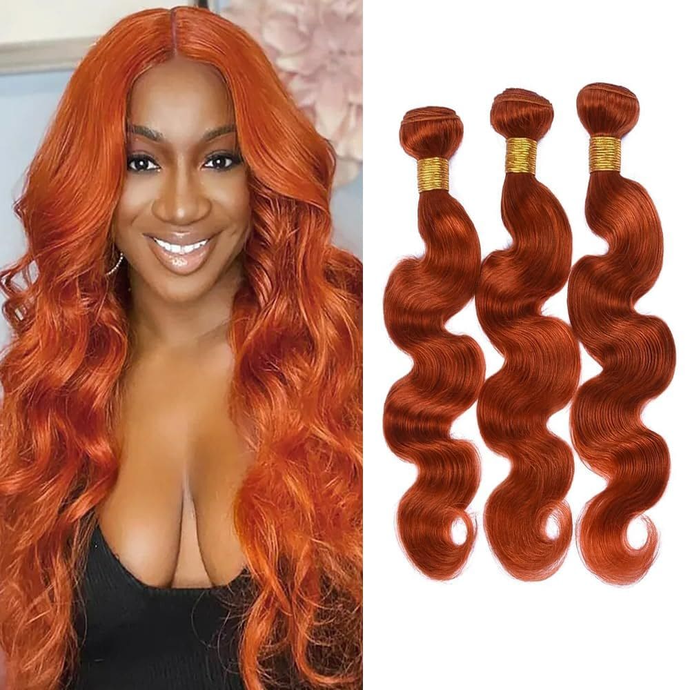 Pacotes de cabelo Yuksoocosh Burnt Orange Body Wave 10 12 14 polegadas