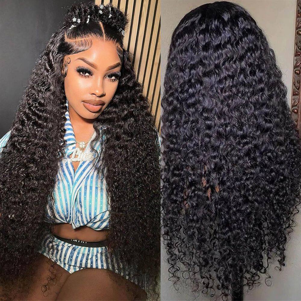 Peruca frontal de renda sintética Amarlis Deep Wave 66cm preta
