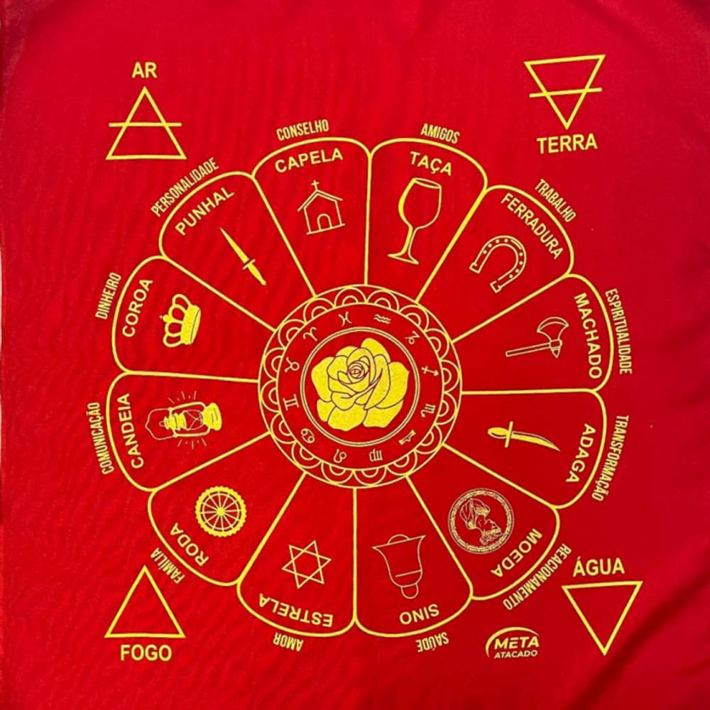 Toalha Cigana Tecido Jogo Cartas Tarot Vermelha + Presente