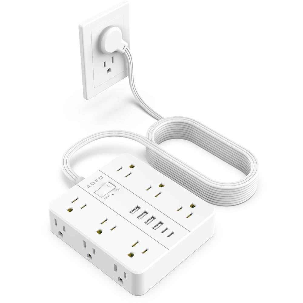 Protetor de sobretensão Power Strip AOFO 15FT 12 tomadas AC 6 USB