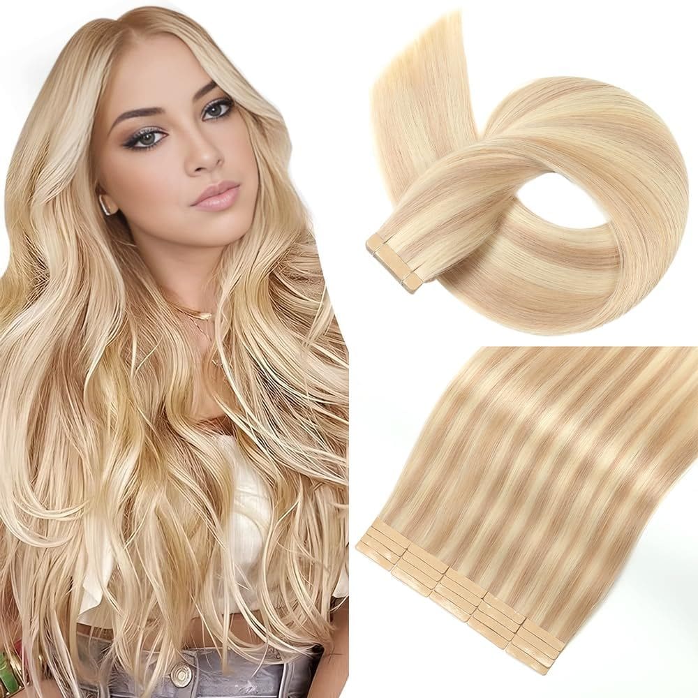 Fita adesiva em extensões de cabelo YNSNR 14 cm, cabelo humano, 20 unidades para mulheres