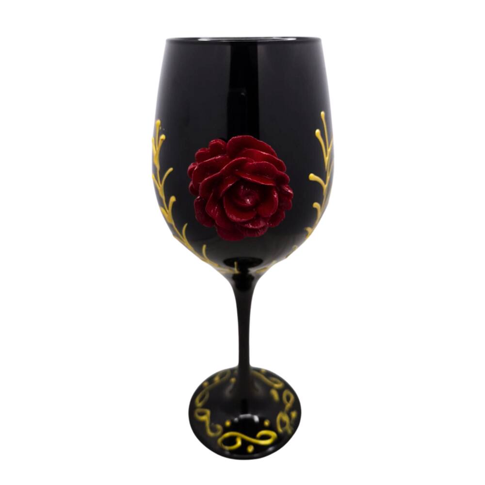 Taça Preta Pomba Gira Rosa Vermelha e Dourado + Presente