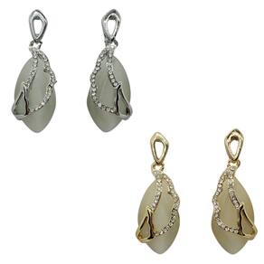 Brinco Folheado Pedra com Strass - Selecione a Cor