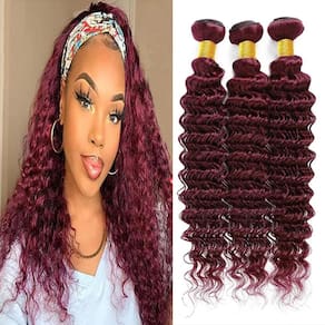 Pacotes de cabelo HeiOwuio #99J Deep Wave Brazilian Remy 30cm 35cm 40cm