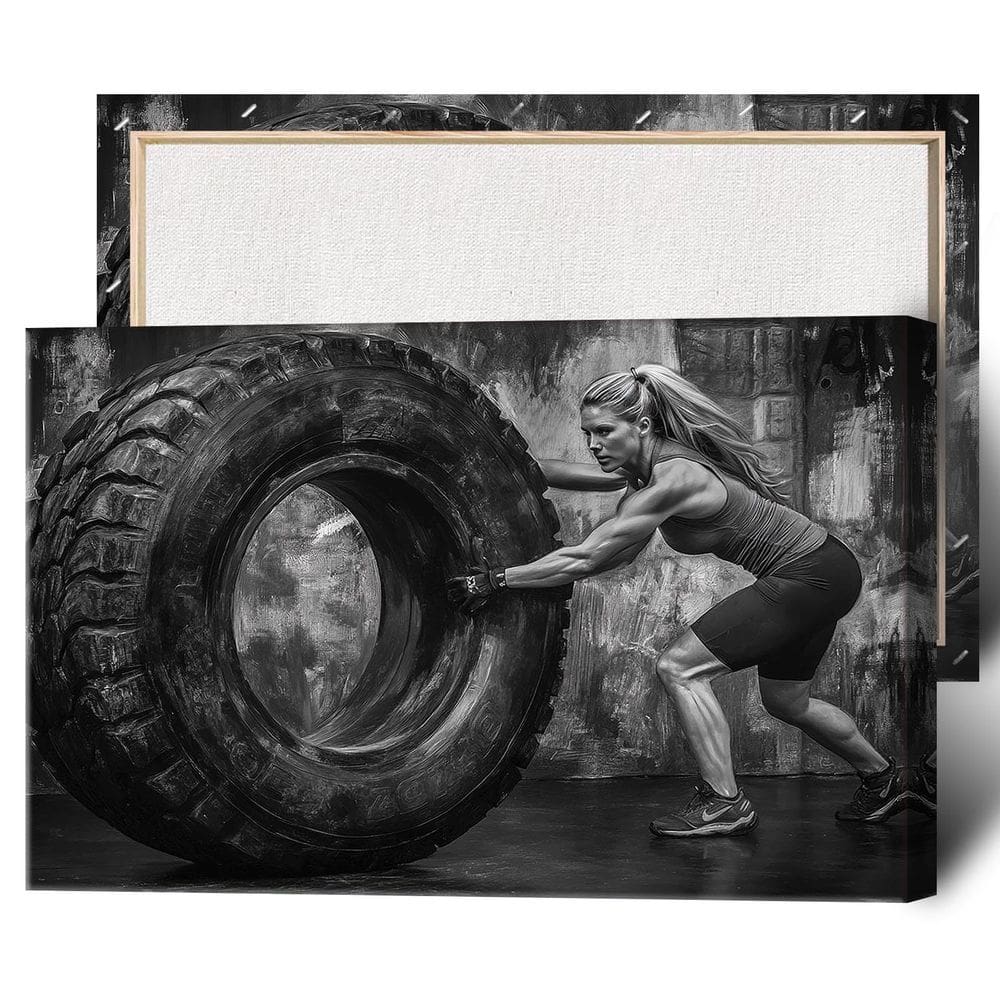 Pôster de arte de parede Motivação de treino para mulheres em preto e branco