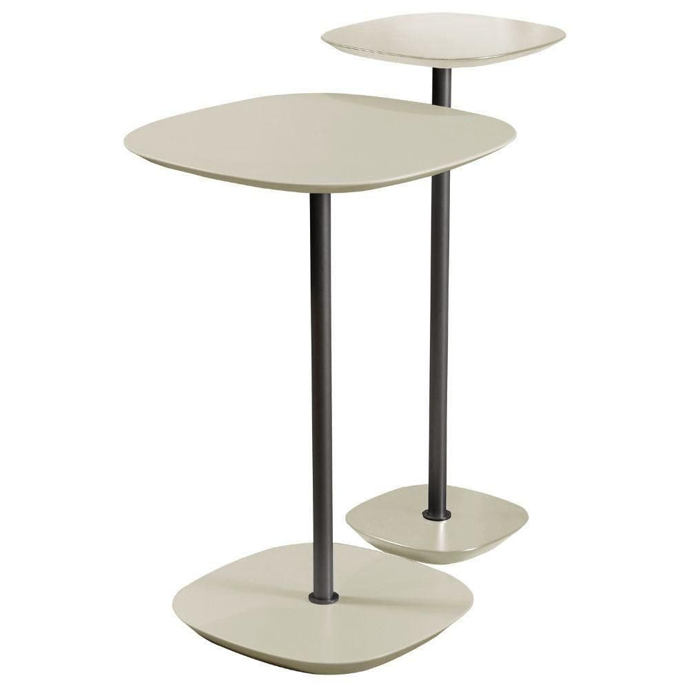 Conjunto 2 Mesa Lateral Florença Off White Em Metal Preto