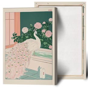 Arte de parede em tela Albino Peacock Japanese Bathroom 40x60cm