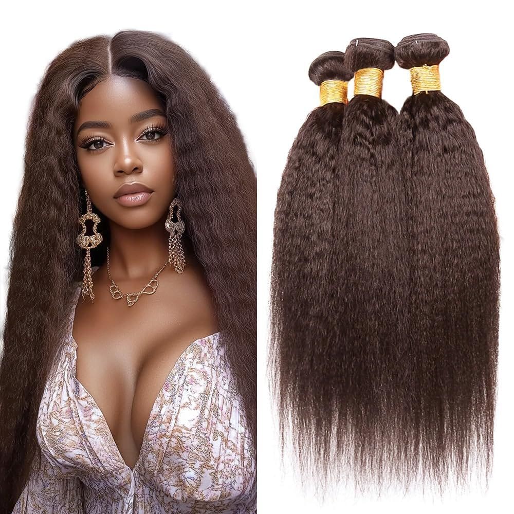Pacotes de cabelo Dokksiiia Yaki Straight #4 Dark Brown 10/14/16
