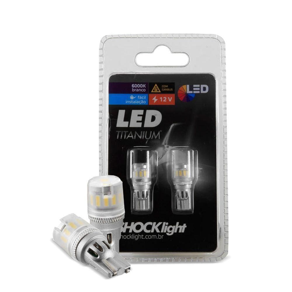 Par Lâmpada Led Branca Esmagada T10 13 Smd-4014 Retrofit 6000k 12v