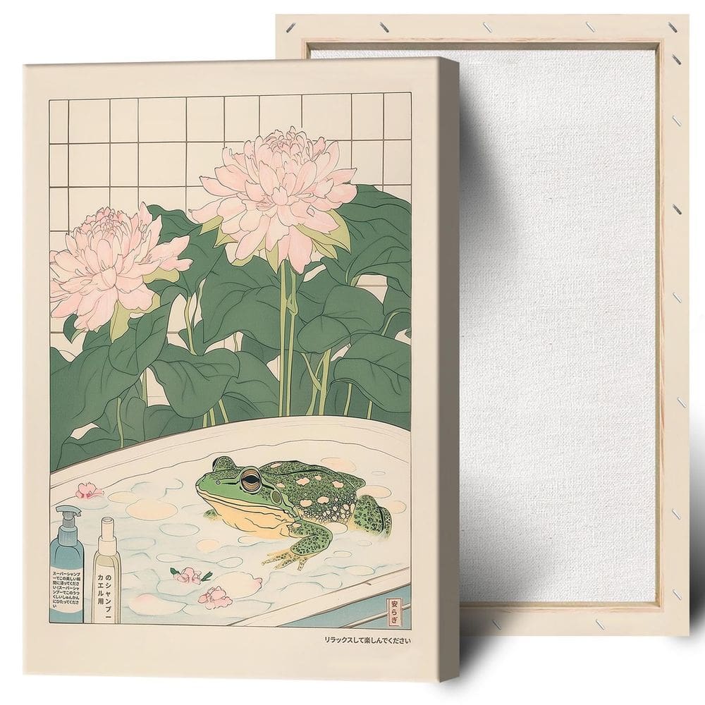 Pôster em tela Japanese Frog In Bathtub Wall Art 40x60cm