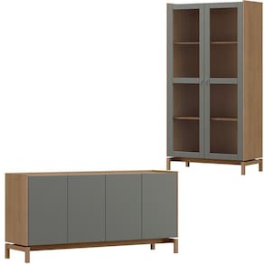 Cristaleira 2p Vidro Balcao Buffet 4p 1g Oak Ferrolack Milani Store Oak Ferrolack