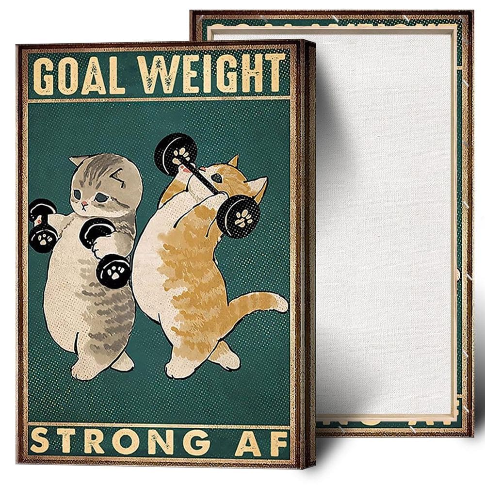 Pôster de arte de parede Funny Cat Target Weight Workout Gym 40x60cm