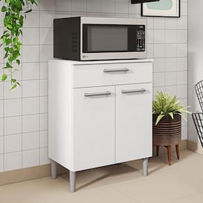 Balcão De Cozinha Com Tampo 2 Portas E 1 Gaveta Diamante Branco Supremo